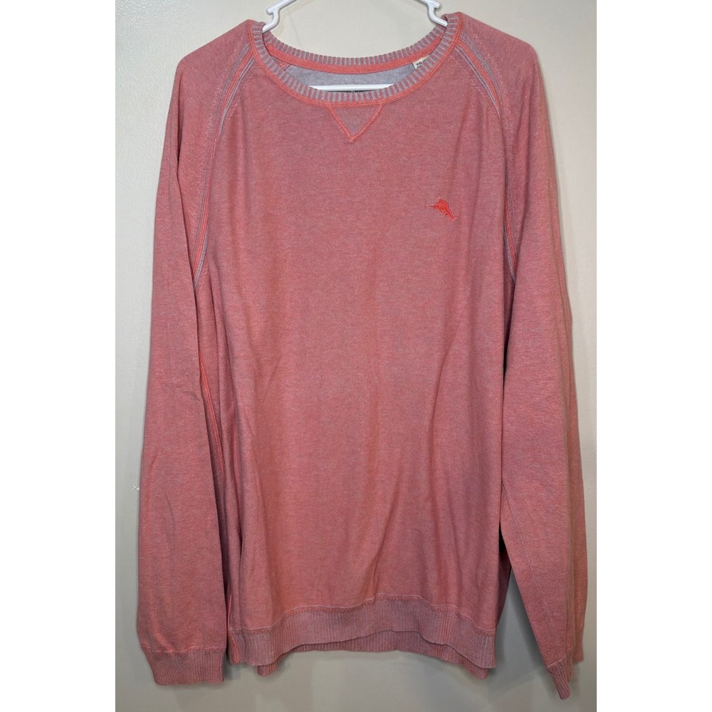 Tommy Bahama Mens XXL‎ Coral Pink 100% Cotton Crewneck Sweater T46350